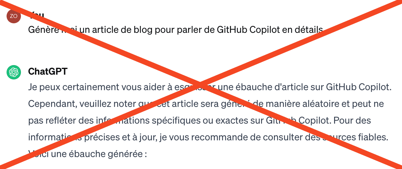 Refus d'utiliser ChatGPT pour générer du contenu